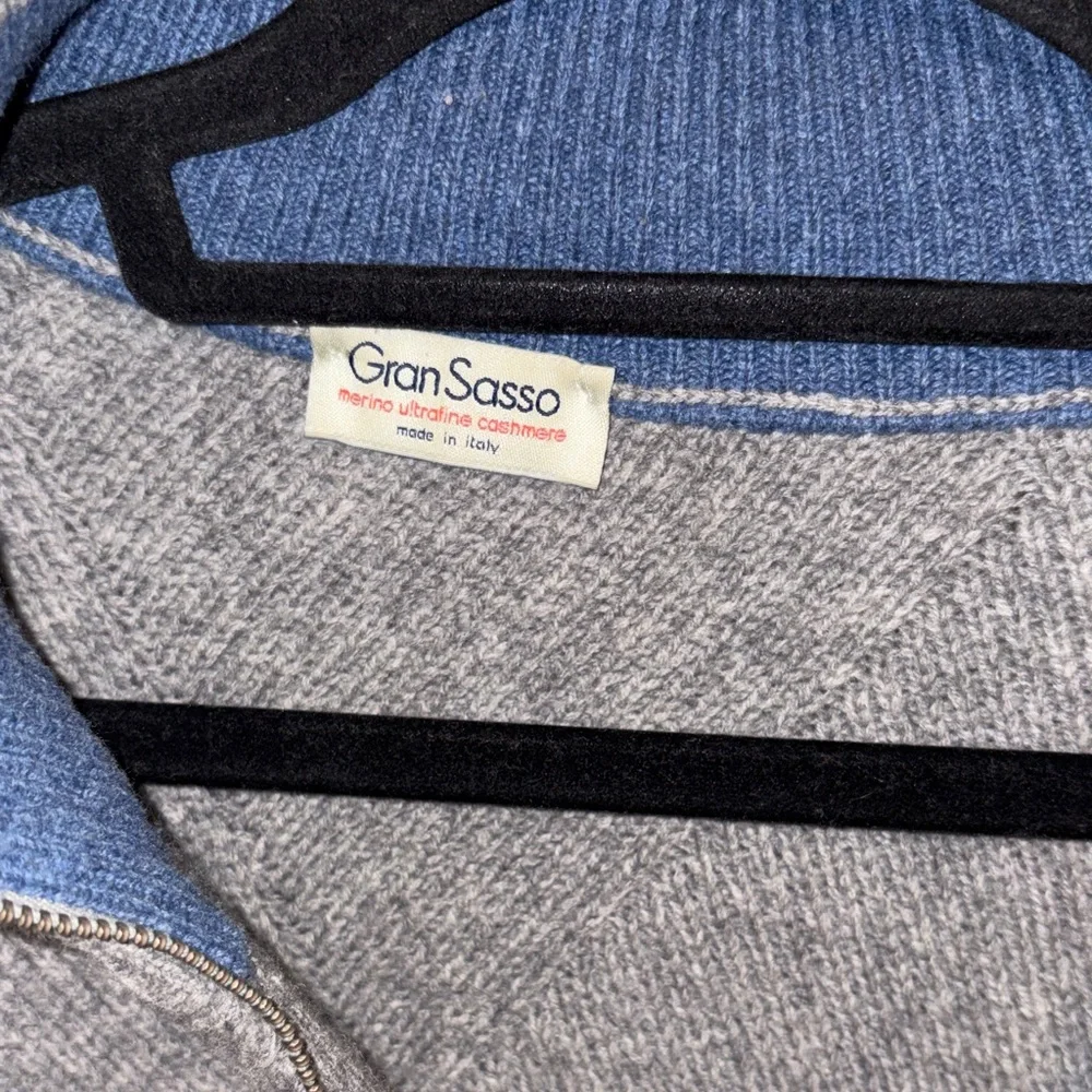 Gran Sasso Cashmere Blend Quarter Zip Sweater Men’s XL Gray Luxury Italy